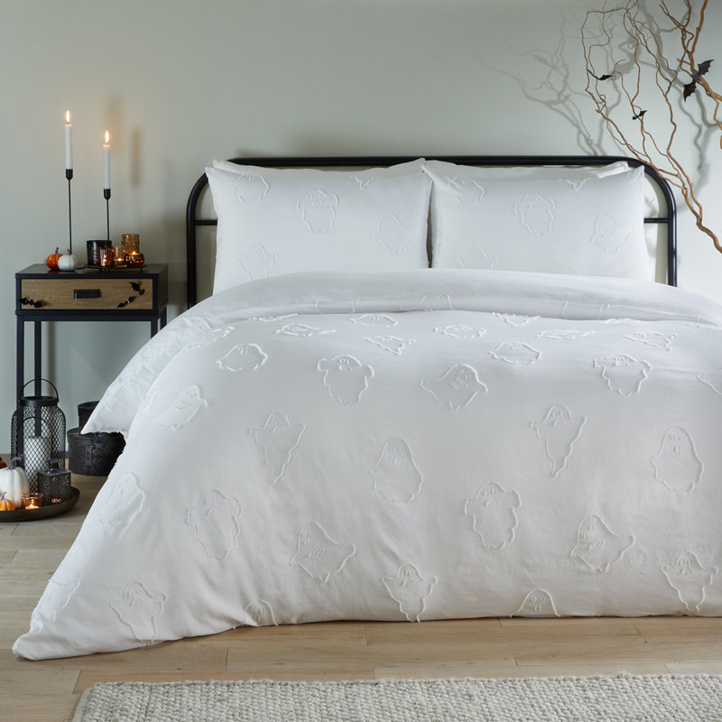 Ghostly Ghouls Polyester No Pattern Duvet Cover Set with Pillowcases Included, Single Duvet Cover Set + 1 Standard Pillowcase