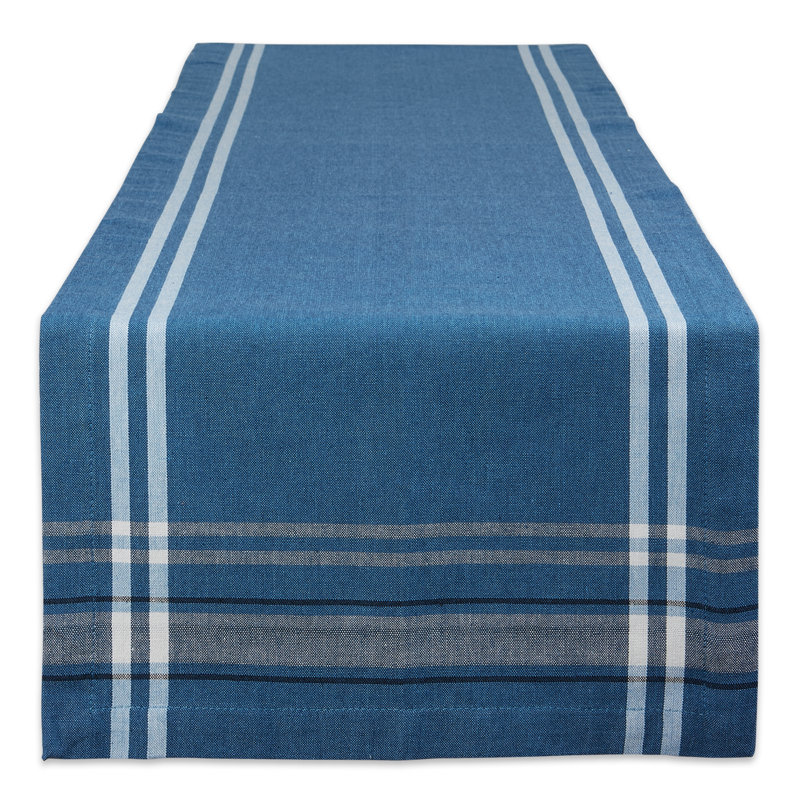Shelton Striped 100% Cotton Table Runner, 14" W x 108" L, Blue