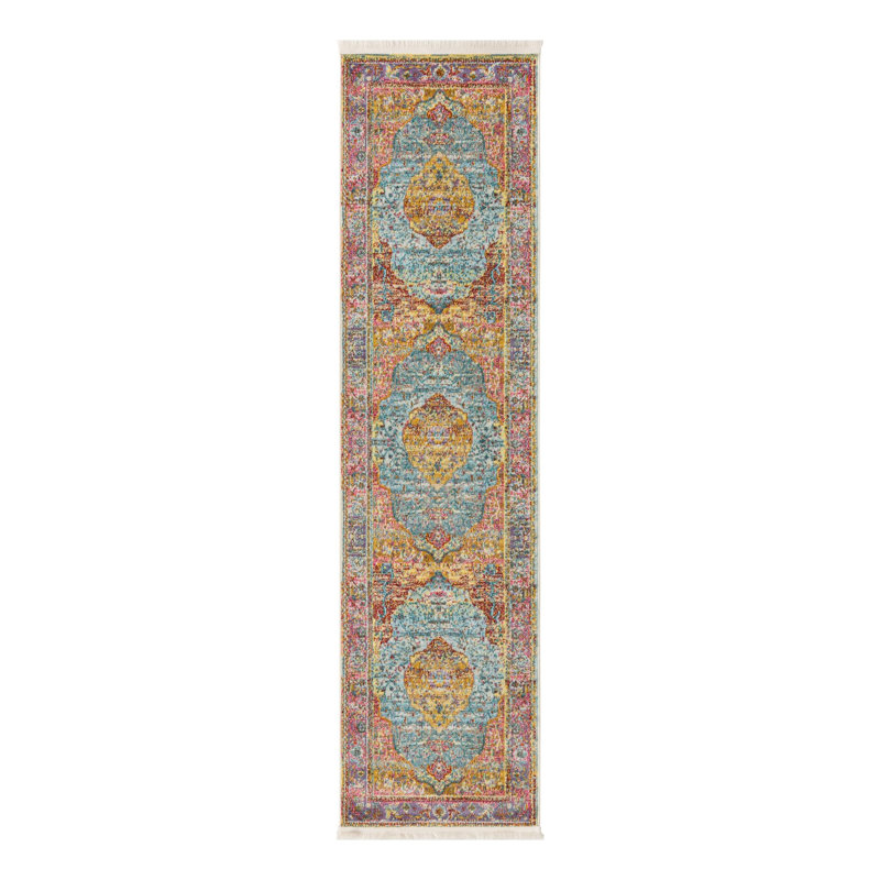Tapis multicolore à motif abstrait Folmar, Tapis de couloir 2 pi 2 po x 6 pi 1 po