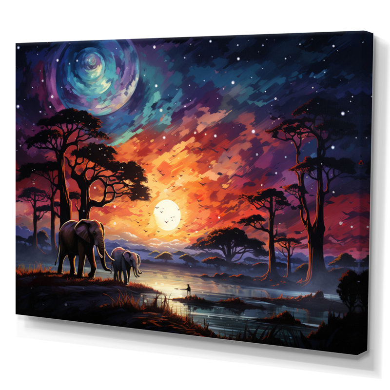 «African Celestial Safari I» sur toile, H 30 po x l 40 po x P 1,5 po, Toile tendue