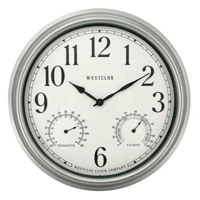 16" INDOOR/OUTDOOR WALL CLOCK, SILVER FINISH