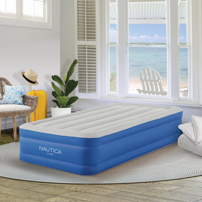 Nautica PlushAire Inflatable Air Mattress with Anti-leak Built-in Pump and Puncture Resistant Vinyl