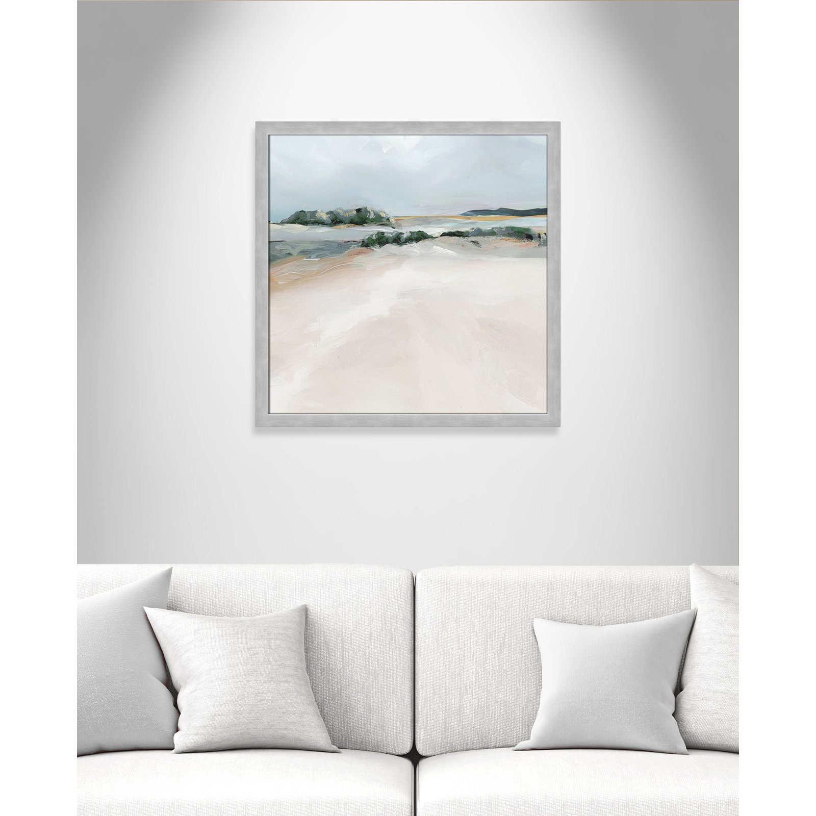 Anelis "Shimmering Path" Painting, 28.5" H x 28.5" W x 1.12" D, Matte Silver Framed