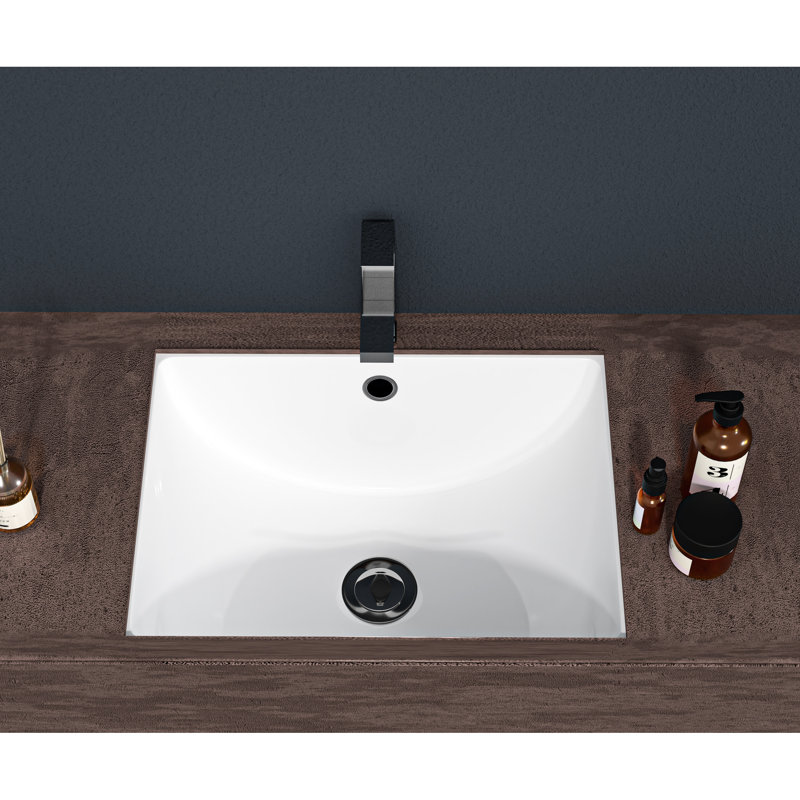 Splendid lavabo encastré rectangulaire en céramique - 21 po x 14 po, trop-plein pour une sensation de bain élégante, 21"