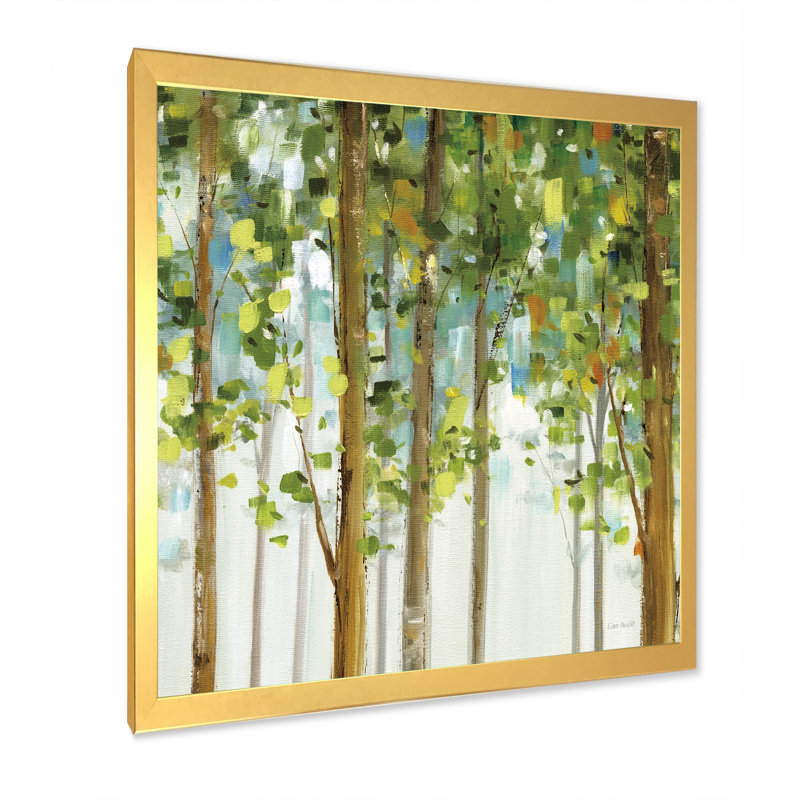 Étude de forêt verte - reproduction de cadre photo, H 16 po x l 16 po x P 1 po, Cadre doré
