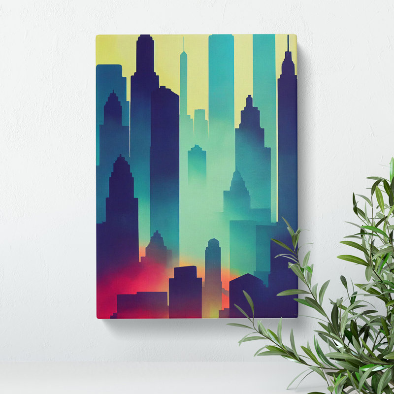 XC1022-1450X City Skyline Watercolour No.6 Abstract - Wrapped Canvas Print, 60cm H x 40cm W x 3cm D