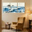 Nautique et plage, vagues océaniques, arbres, oiseaux, ciel, ensemble de 3 impressions sur toile-849831684