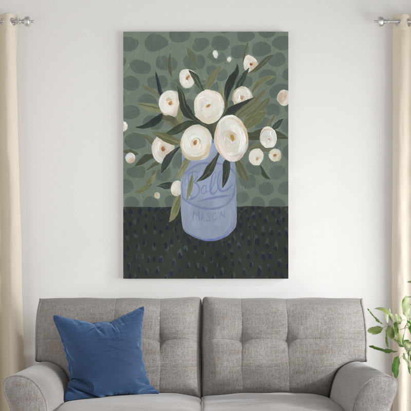 «Mason Jar Bouquet III», peinture sur toile, H 48 po x l 32 po