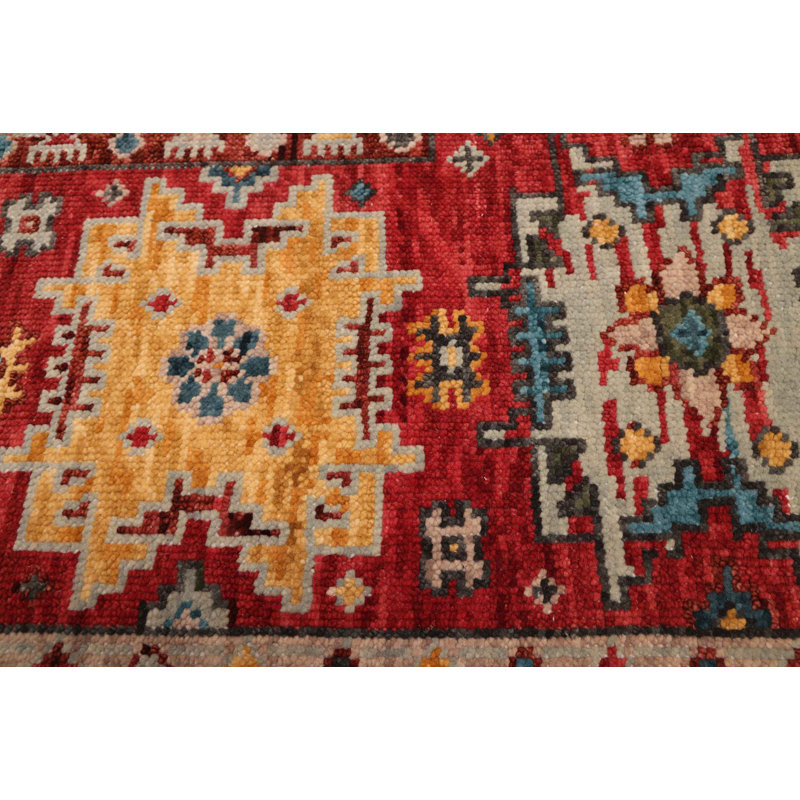 Tapis moderne rouge Oushak 5 pi 2 po x 8 pi 0 po