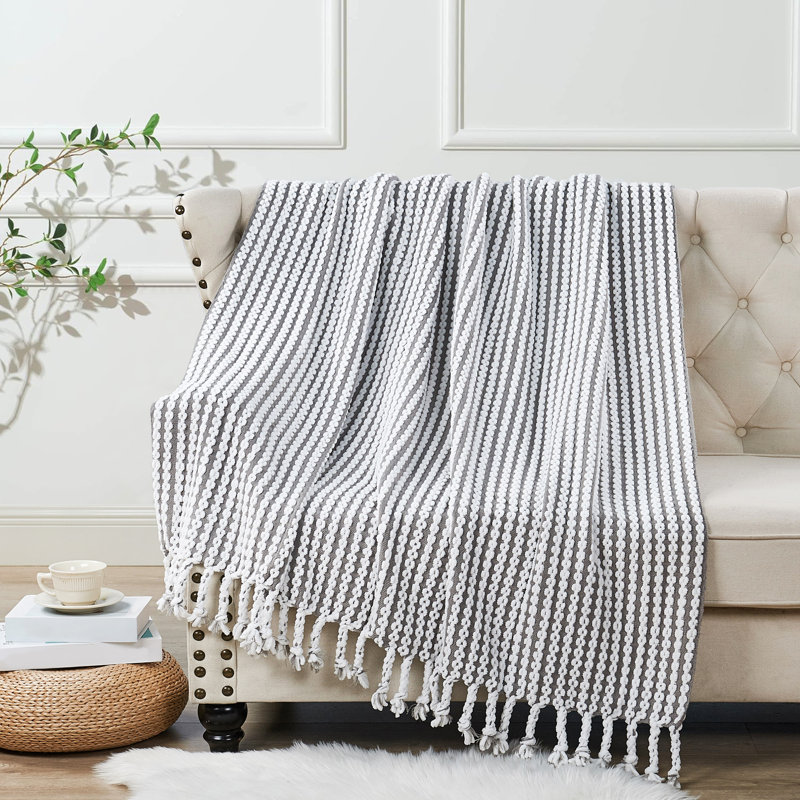 Knitted Throw Blanket, Grey