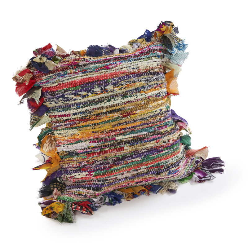 Housse et insert de coussin décoratif carré en mélange de coton sahi, Polyester/ Bourre en polyester