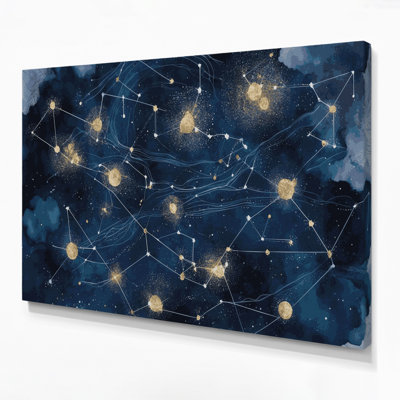 «Space Constellation», art mural sur toile bleue