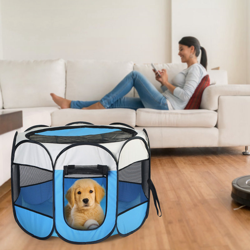 Roulettes pour cage en tissu Evania, Bleu