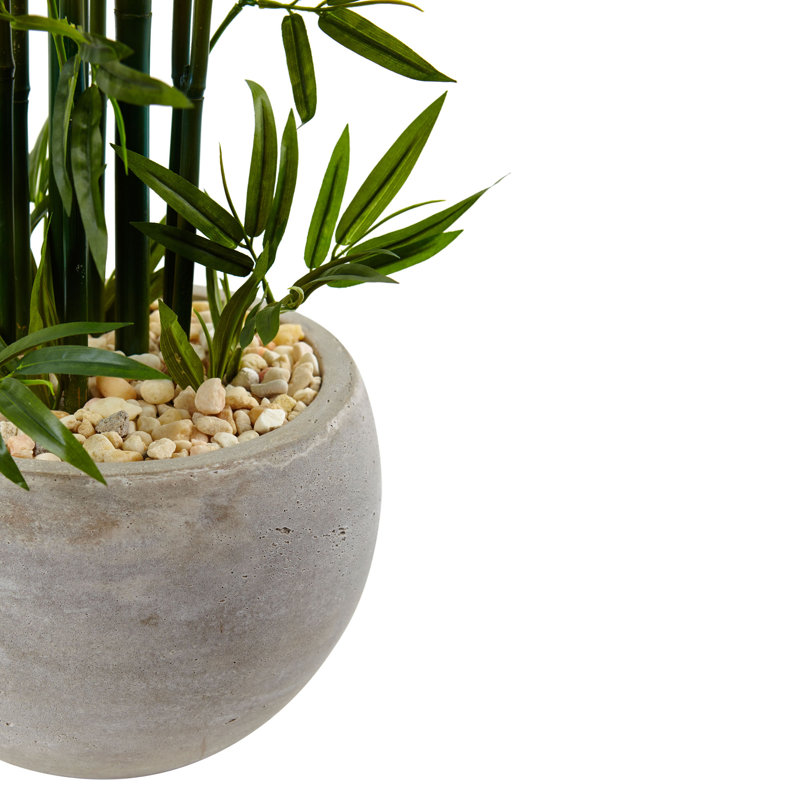 48'' Faux Bamboo Tree in Stone Planter, 40" H x 29" W x 29" D