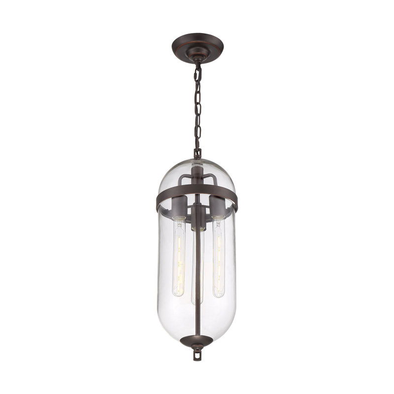 Luminaire suspendu cylindrique unique à 3 lumières Chumasero, Bronze acajou