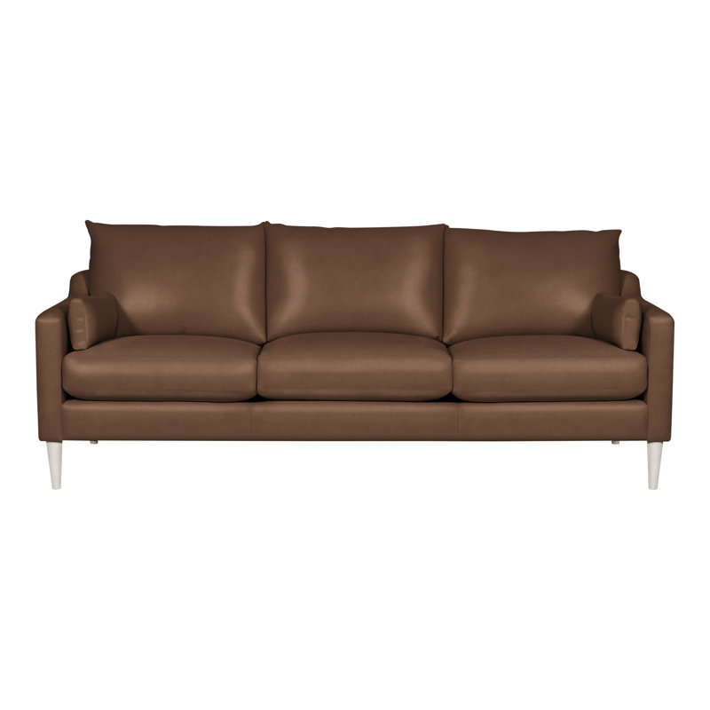 Thea 86" Genuine Leather Square Arm Sofa, Gatsby Brown Sugar Genuine Leather, Casa Blanca