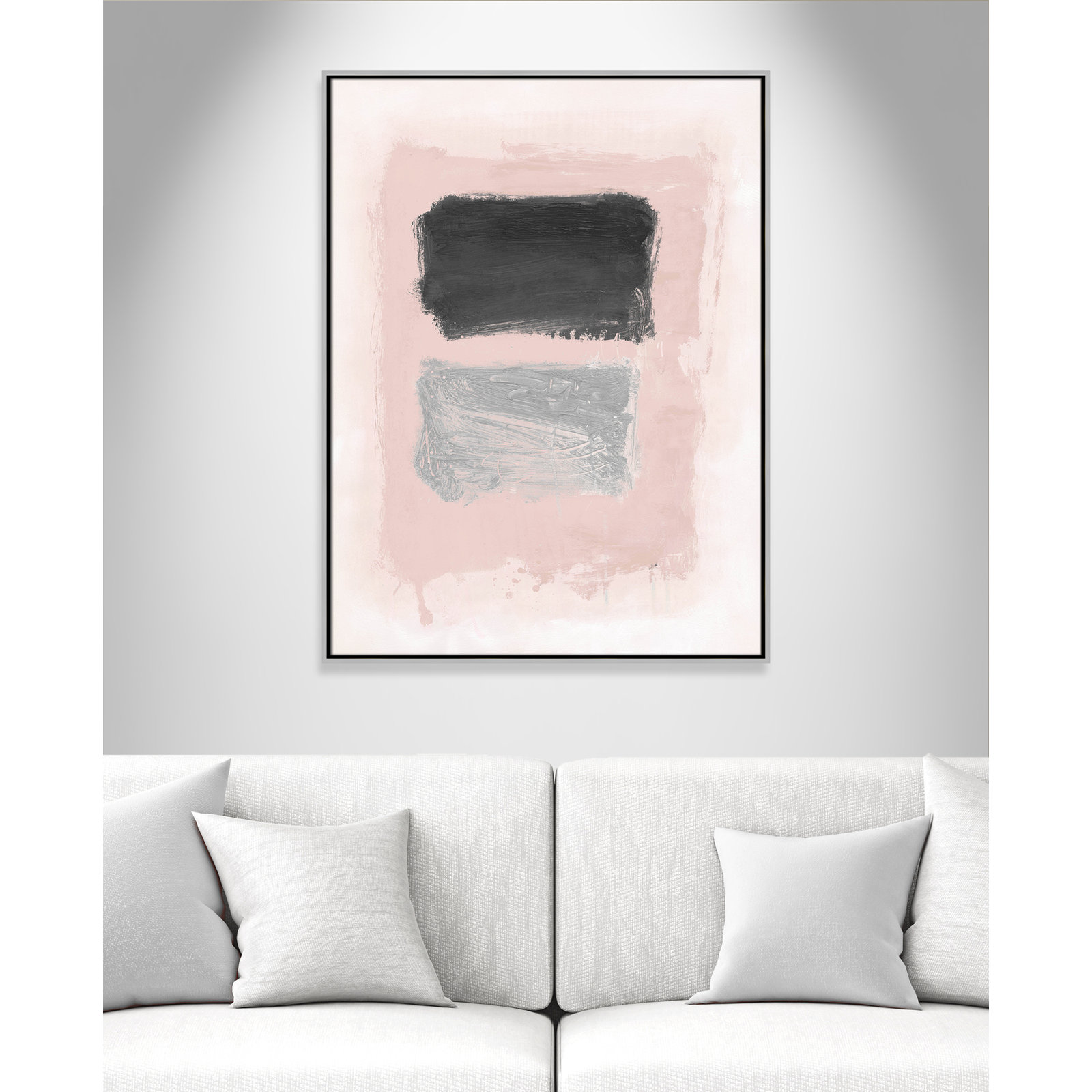 Gabor "Pink, Black and Silver Shimmer I" Print, 41.5" H x 31.5" W x 2" D, Silver