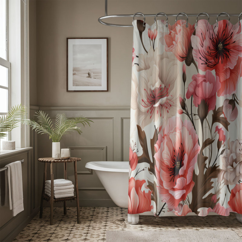Rideau de douche Sweet Carnation, H 74 po x l 71 po