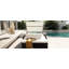 Double chaise longue d'extérieur avec dossier réglable et table d'appoint cachée avec auvent incurvé pour parasol-103344157