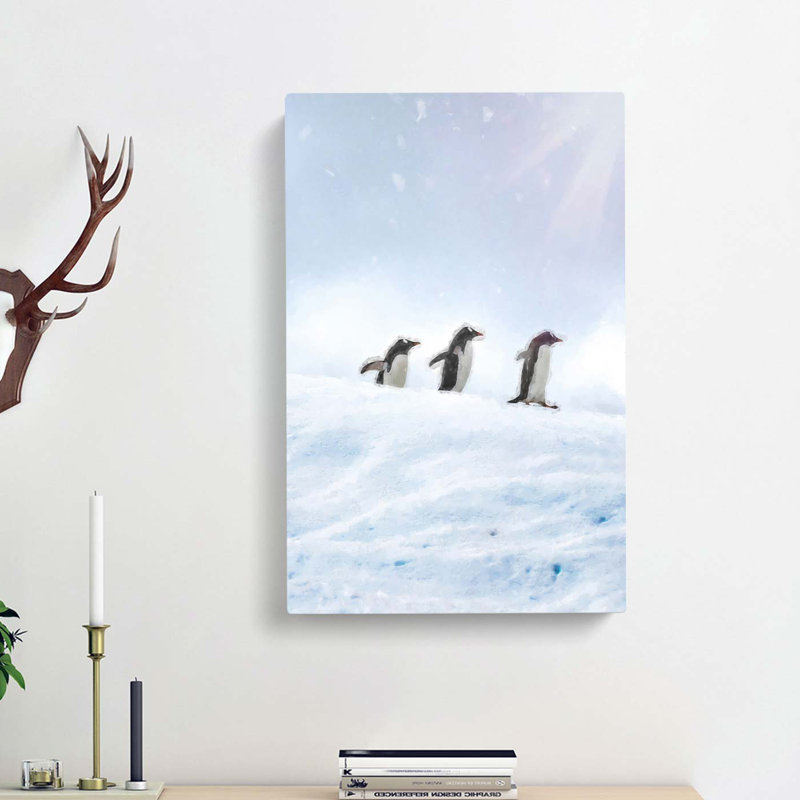 Three Penguins In The Antarctica - Wrapped Canvas Print, 60cm H x 40cm W x 3cm D
