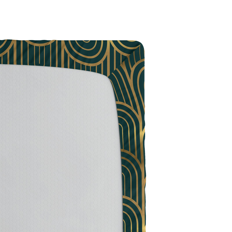 Drap-housse Ambesonne, Drap-housse de taille simple, Jaune terre pâle / motif géométrique bleu sarce