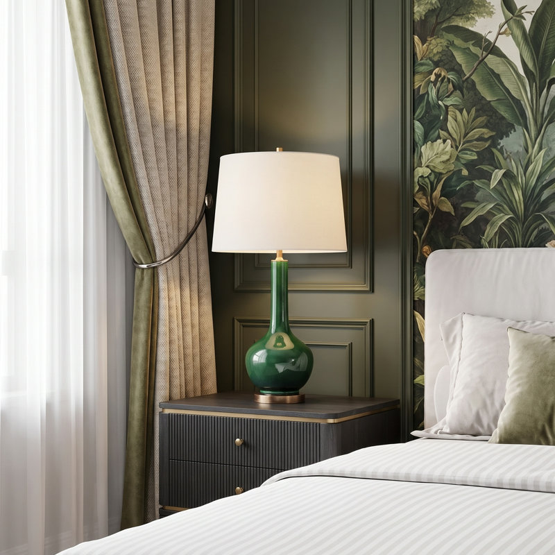 Alex Porcelain Table Lamp, Emerald Green