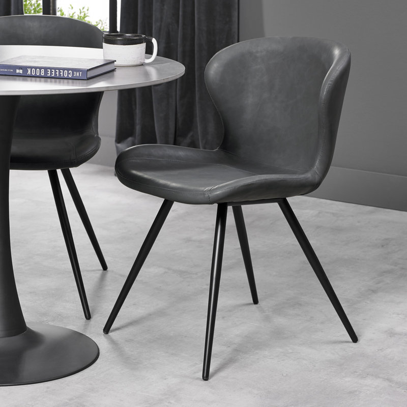 Mason Sintered Stone Table With 4 Arlo Chairs In Faux Leather, White, Grey