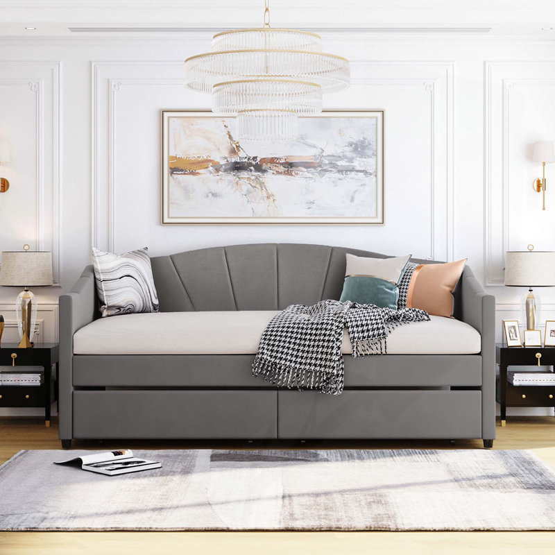 Comfortable Twin-Size Daybed with Drawers and Durable Construction for Versatile Use, Gray