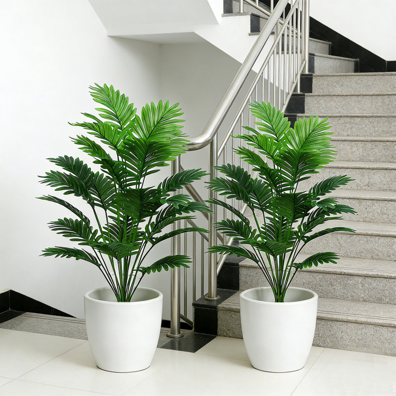 Ensemble de 2 feuilles de palmier artificielles avec branches d'arbres artificielles artificielles pour le dimanche des Rameaux, arrangement floral, fête de mariage, plage