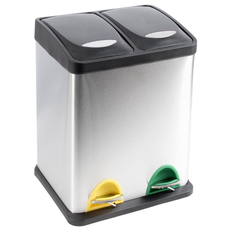 Cydnie Stainless Steel Step On Recycling Bin, 40.5cm H x 32cm W x 30cm D, 16