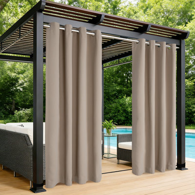 100% Olefin Waterproof Grommet & Back Tab Blackout Outdoor Curtains For Patio