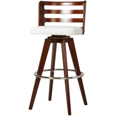 Maron Upholstered and Faux Leather Bar Stool with Solid Wood Frame