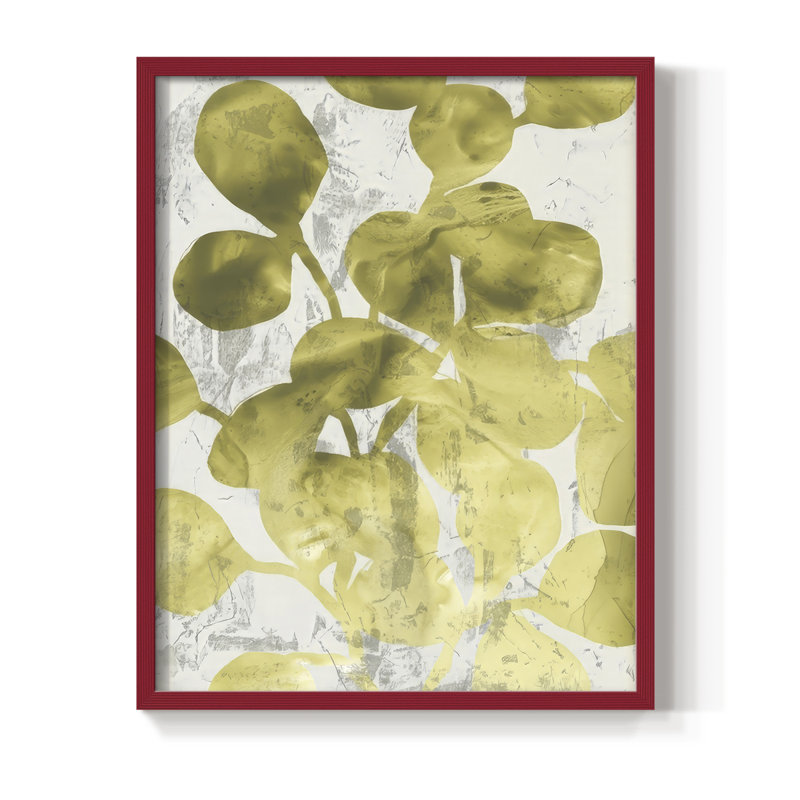 Green Leaf Shimmer I, reproduction encadrée - bois massif, H 11 po x l 9 po, Rouge