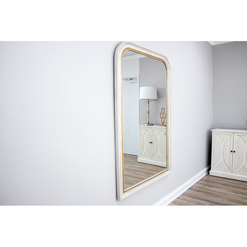 Tallulah Arch Wall Mirror, 60" x 40", Antique White/Gold