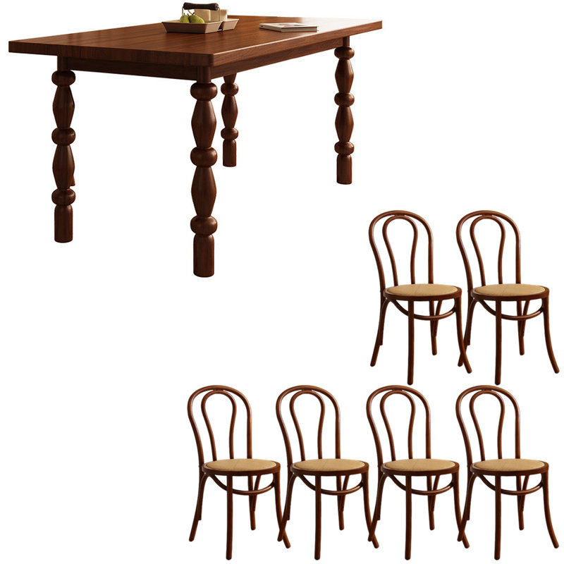 Ensemble de table de salle à manger en bois massif de style européen, H 29,5 po x L 62,9 po x l 31,4 po