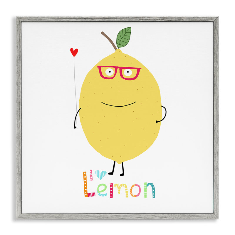 Art amusant, giclée encadrée de citron par Carla Daly, Estampe numérique Farmhouse, H 17 po x l 17 po