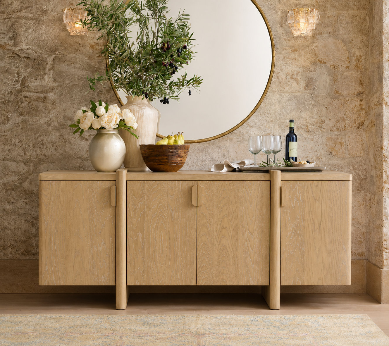 4-Door Sideboard, White Oak