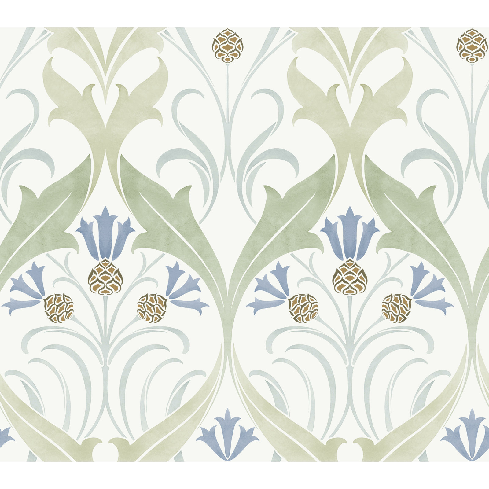 Harmon Floral Wallpaper, Green/Blue