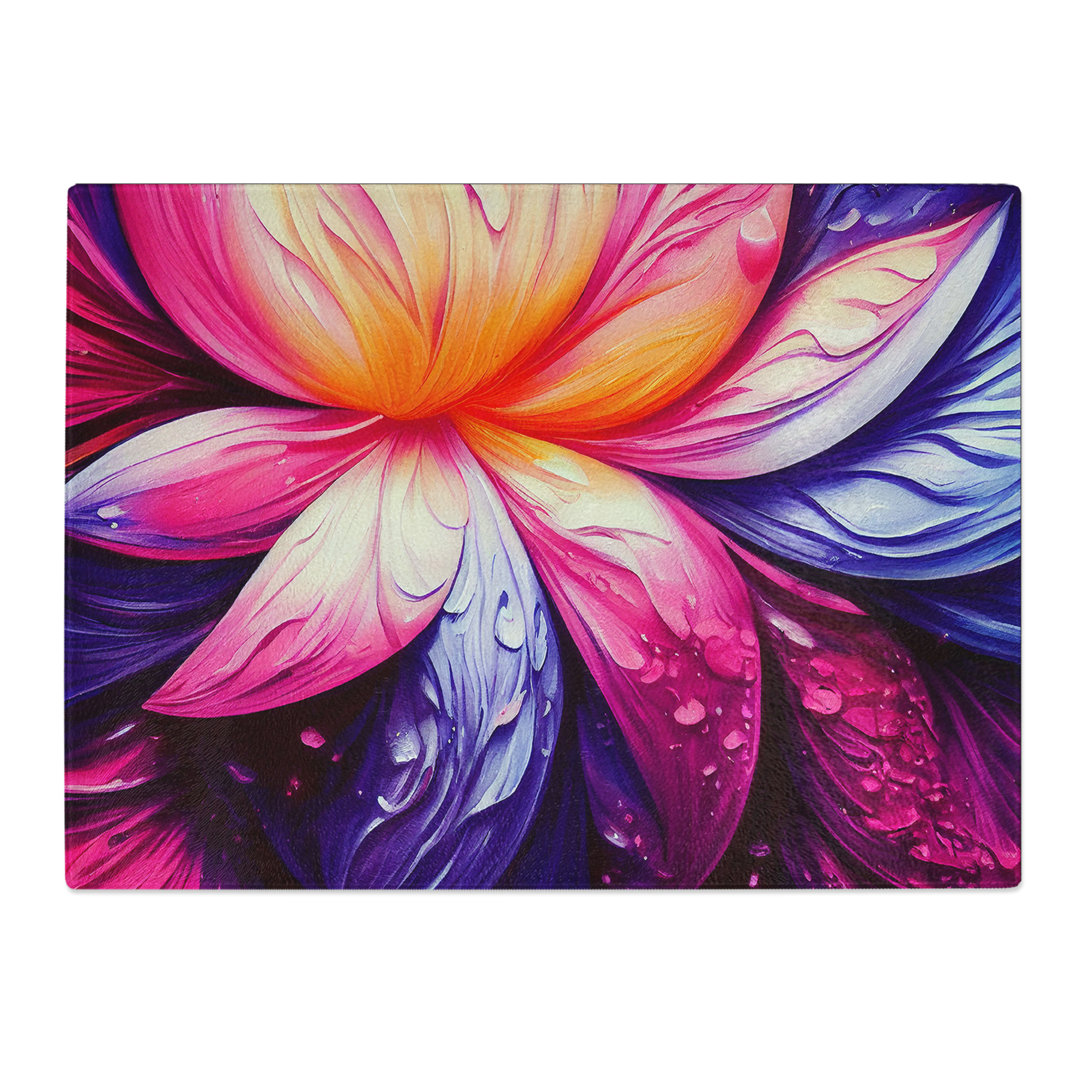 Colourful Floral Art Vol.6 Abstract  Glass Chopping Board