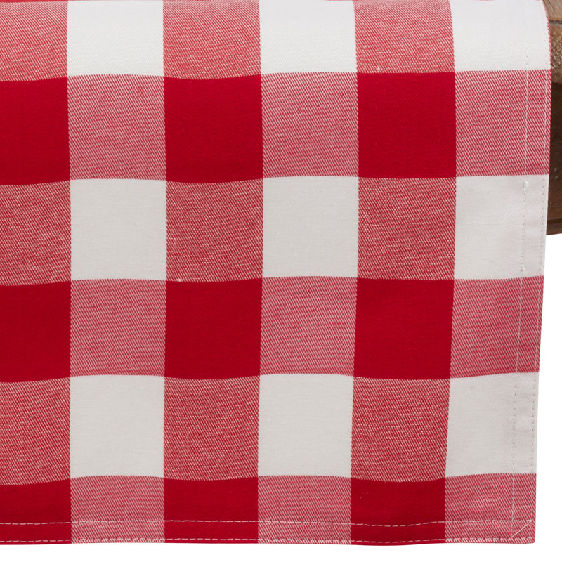 Salerno Buffalo Plaid Tablecloth, 70" W x 70" L, Red/White