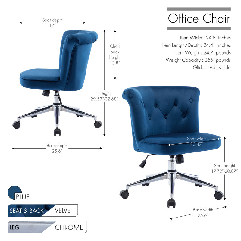 Velvet Office Chair, Blue