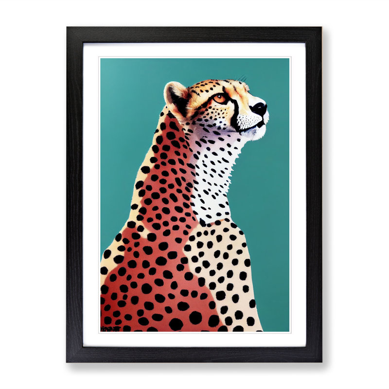 Cheetah Design - Picture Frame Print, 46cm H x 34cm W x 2cm D, Walnut Framed