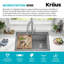 Évier de cuisine à simple cuve à montage sur plan en granite 28 po KRAUS Bellucci avec accessoires-86781491-86781489