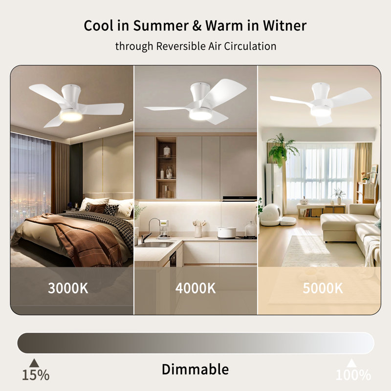 Keeyana 15'' Ceiling Fan with LED Lights