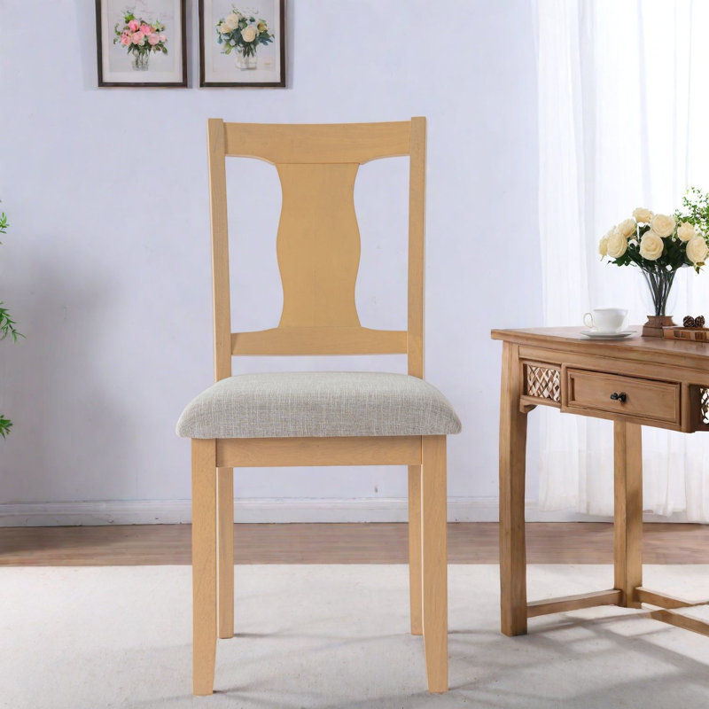 Chaises de salle à manger rembourrées confortables, en bois d'hévéa, ensemble de 4, style cuisine moderne, Bois naturel