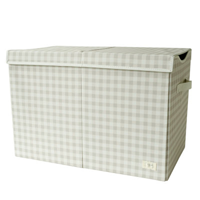 3 Sprouts - Recycled Fabric Storage Chest with Lid - Gingham Beige