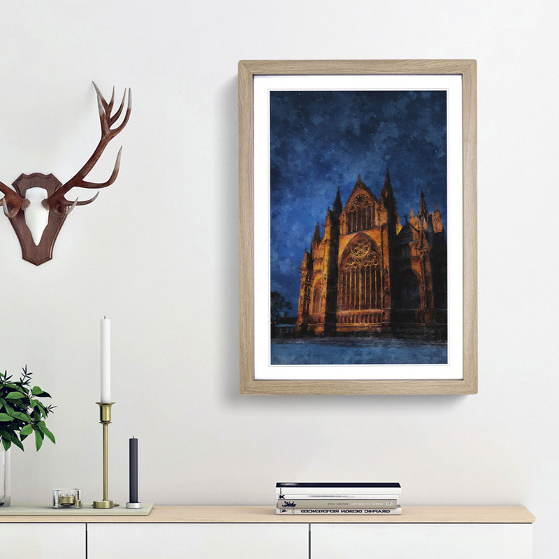 Lincoln Cathedral in England - Framed Print, Oak Framed, 87cm H x 62cm W x 2cm D