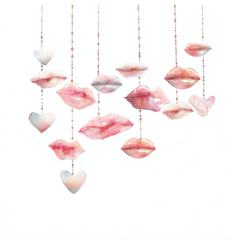 Coussins Watercolor Lips Hearts, 14 X 14 pouces