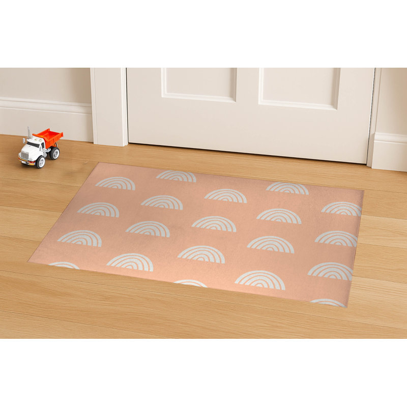 Bows Indoor Doormat, Peach, 60" W x 84" L