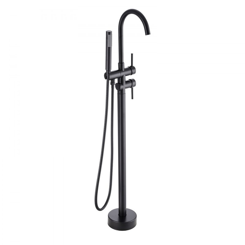 Freestanding Bathtub Faucet, Floor Mount, Freestanding Tub Filler, Shower Mixer Taps, Two Water Modes, 360° Swivel Spout, for Bathing & Showering Pet Bathing Cleaning Drains Toilet Flushing